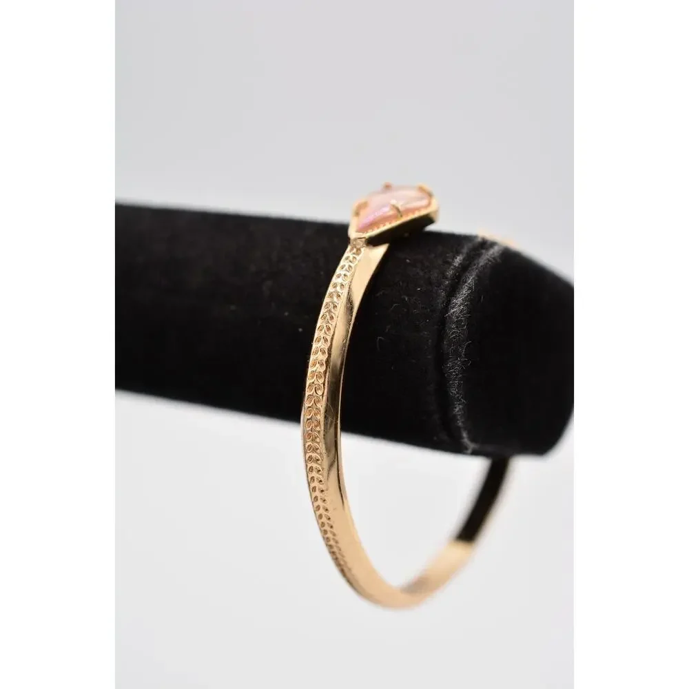 Kendra Scott Cabochon Cuff Bracelet Clear Iridescent Rose Gold Signed Bin5